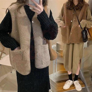 ボアベスト ボアアウター レディース 用 ボアベストコート ショート丈 もこもこ 無地 ピーコ