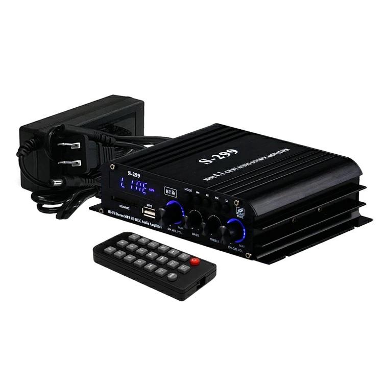 Bluetooth5.0対応 4.1chサラウンドアンプ 4×40W＋RCAサブウーファー 小型アンプ USB/SDカード再生 4ch Hi-Fiサウンド 12V/5Aアダプター付 LPS299