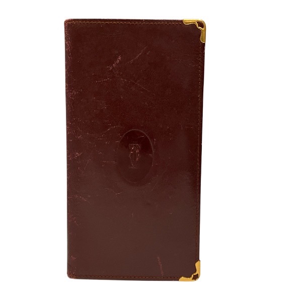 カルティエ マストライン ボルドー 長財布 2つ折り財布 ユニセックス 【中古】