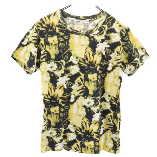 日本製 総柄 半袖 Tシャツ 44 イエロー系 メンズ