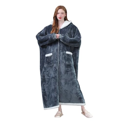 [] 着る毛布 メンズ レディース ルームウェア 部屋着 135cm (ダークグレー)