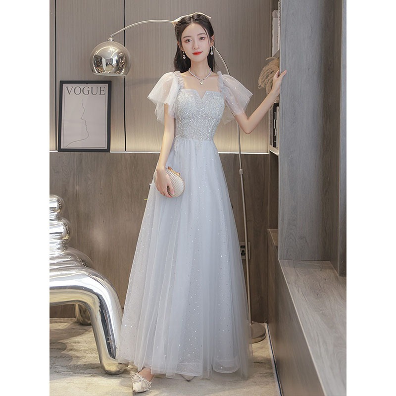 フレンチイブニングドレス 女性用 ハイエンド ライト ラグジュアリー ニッチ 宴会 気質 誕生日 成人式 芸術試験 ピアノ演奏 ホスト