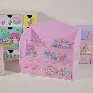 サンリオ キキララ コスメ 収納ボックス 卓上 引き出し式 小型 小物ラック 木製 ディスプレイラック