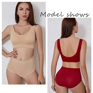 ナイトブラセット ブラジャー+ショーツ上下セット ノンワイヤー レディース スポーツブラ兼用