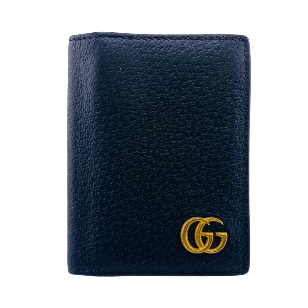428737 GGマーモント レザー カードケース ブラック レディース ブランド