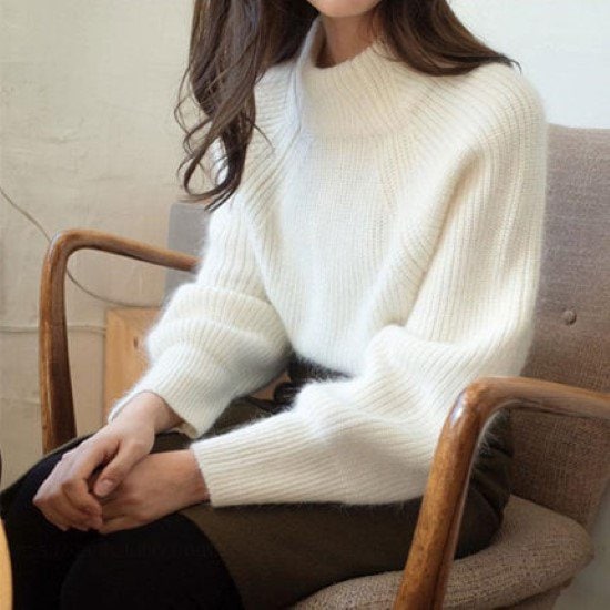 ニットセーター レディース トップス ニット セーター ハイネック プルオーバー 長袖 起毛 厚手 秋冬 シンプル 無地 きれいめ カジュアル お出かけ おしゃれ ルーズ ニット