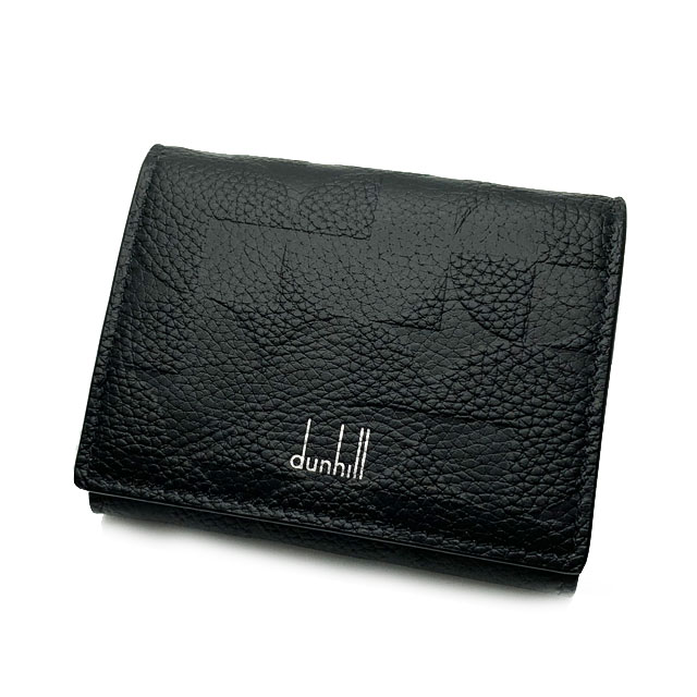 dunhill 22R2025ER001 ダンヒル ベルグレイブ オプティカル コインパース ボックス型 小銭入 スナップボタン フルグレインカーフレザー ブラック/シルバー