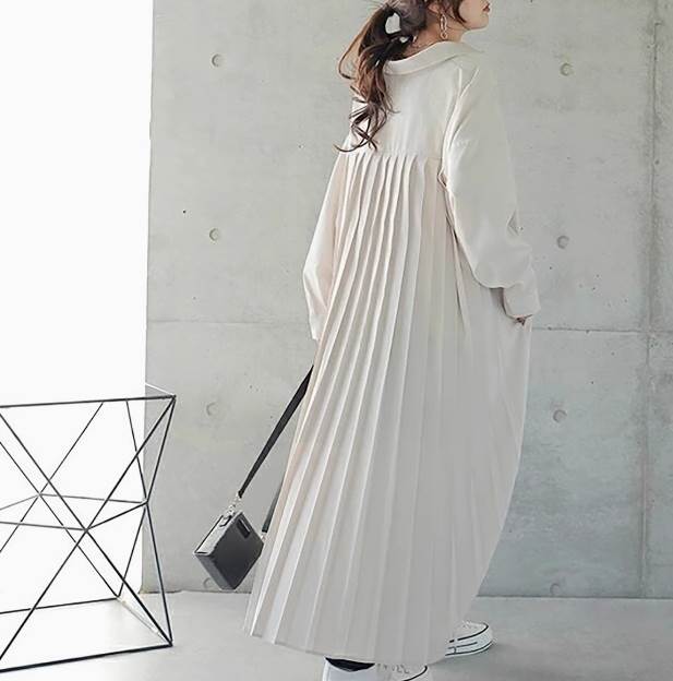 お尻カバー 長丈トップス ロング丈 冬 秋 シャツワンピース 白トップス 白シャツ ブラウス シャツ レディース ワンピース