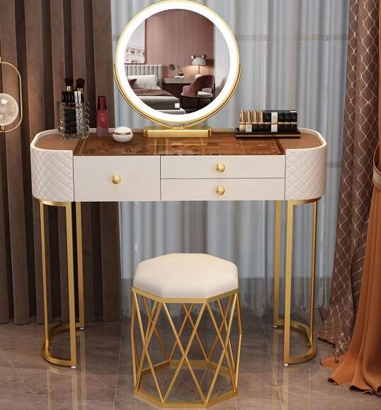 ドレッサーテーブル 岩板テーブル　高級北欧風ベッドルームドレッシングテーブルモダンシンプル多機能化粧台　化粧台　モダンな小さな家庭用化粧台ベッドルームドレッサーテーブルベッドルーム