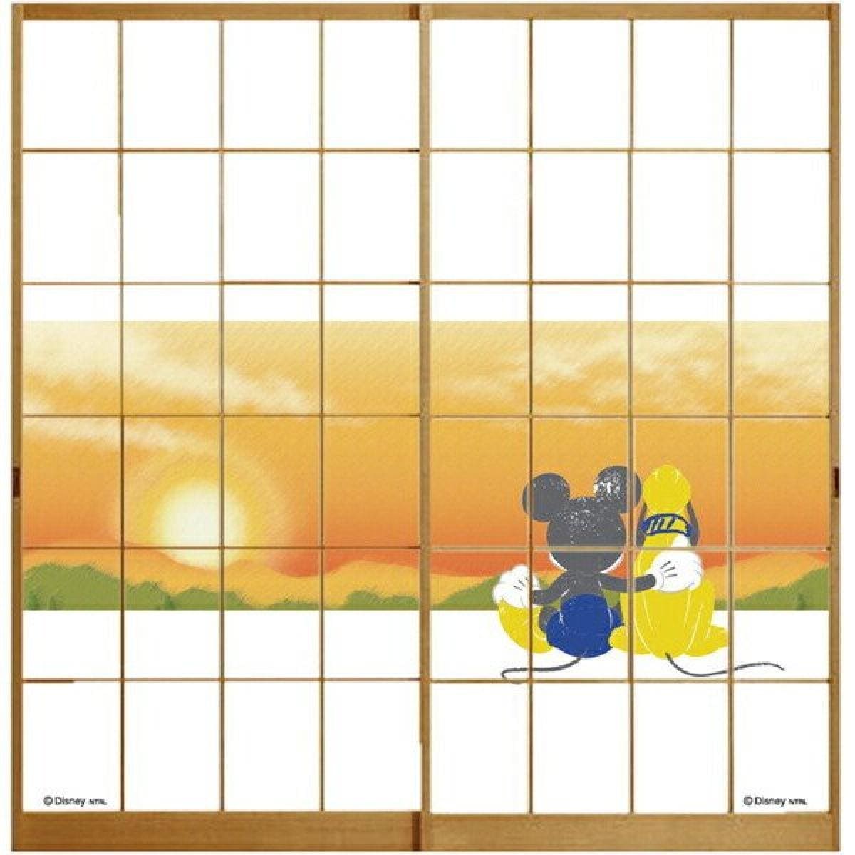 アサヒペン ディズニー ミッキー プルート 夕日 障子紙 NTLD-011S 92cm×182cm 2枚組用 貼り換え 和室 リメイク 簡単 張り替え ミッキーcm 裏貼