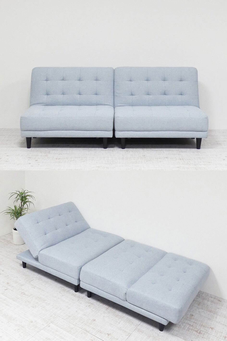 セパレート　ソファーベッド　コンパクトソファ　3段階　リクライニング　ローソファ