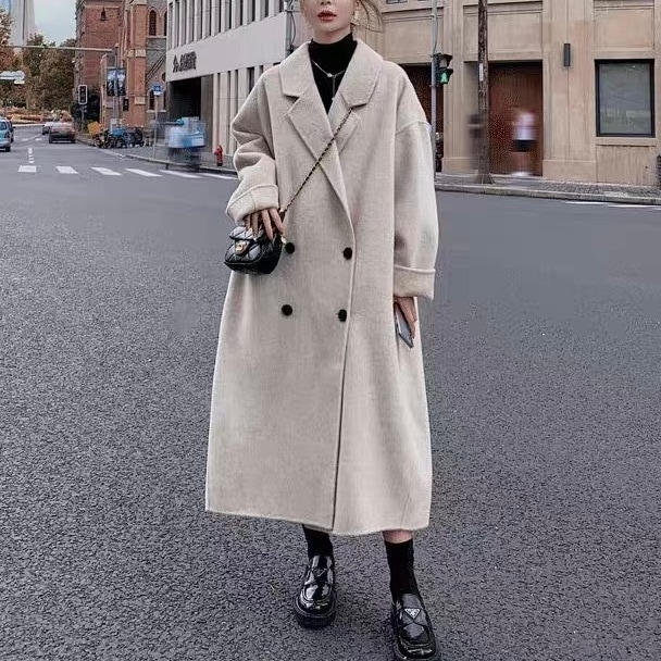 レディース コート アウター 上着 前開き ロングコート チェスター ウール ロング 長袖 Vネック 襟付き 角襟 オーバーサイズ ストリート ポケット きれいめ シンプル 上品 おしゃれ