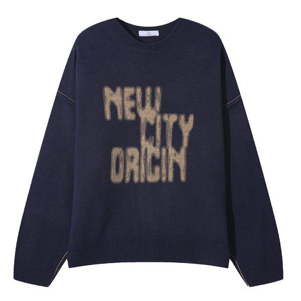 メンズ ラウンド ニューシティ リバース ニット AC KN Q085 ネイビー_P408562181