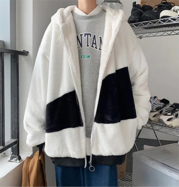 韓国ファッション メンズ レトロ 小さい新鮮な 厚手 ゆったりする フード付き コート トレンド