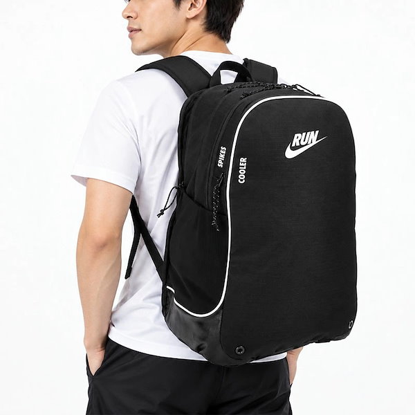 リュックサック 約27L メンズ レディース トラック バックパック 鞄 スポーツバッグ サッカー ランニング シューズ収納 保冷・保温ポケット ユニセックス デイパック 黒 かばん/RN8062