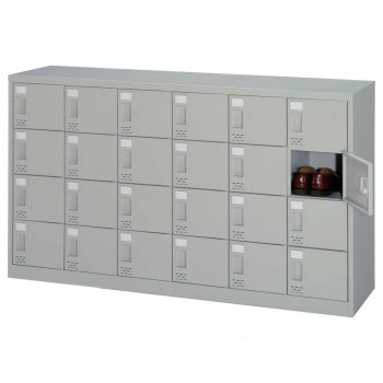 シューズロッカー　6列4段扉付/錠なしタイプ　ニューグレー COM-SC-24