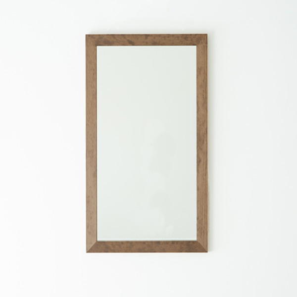 幅広枠ウォールミラー(60×108)(アンティークブラウン/茶) 天然木 姿見鏡 ワイド 高級感 木製 飛散防止加工 壁掛け 北欧風 ヴィンテージ 韓国インテリア 玄関...