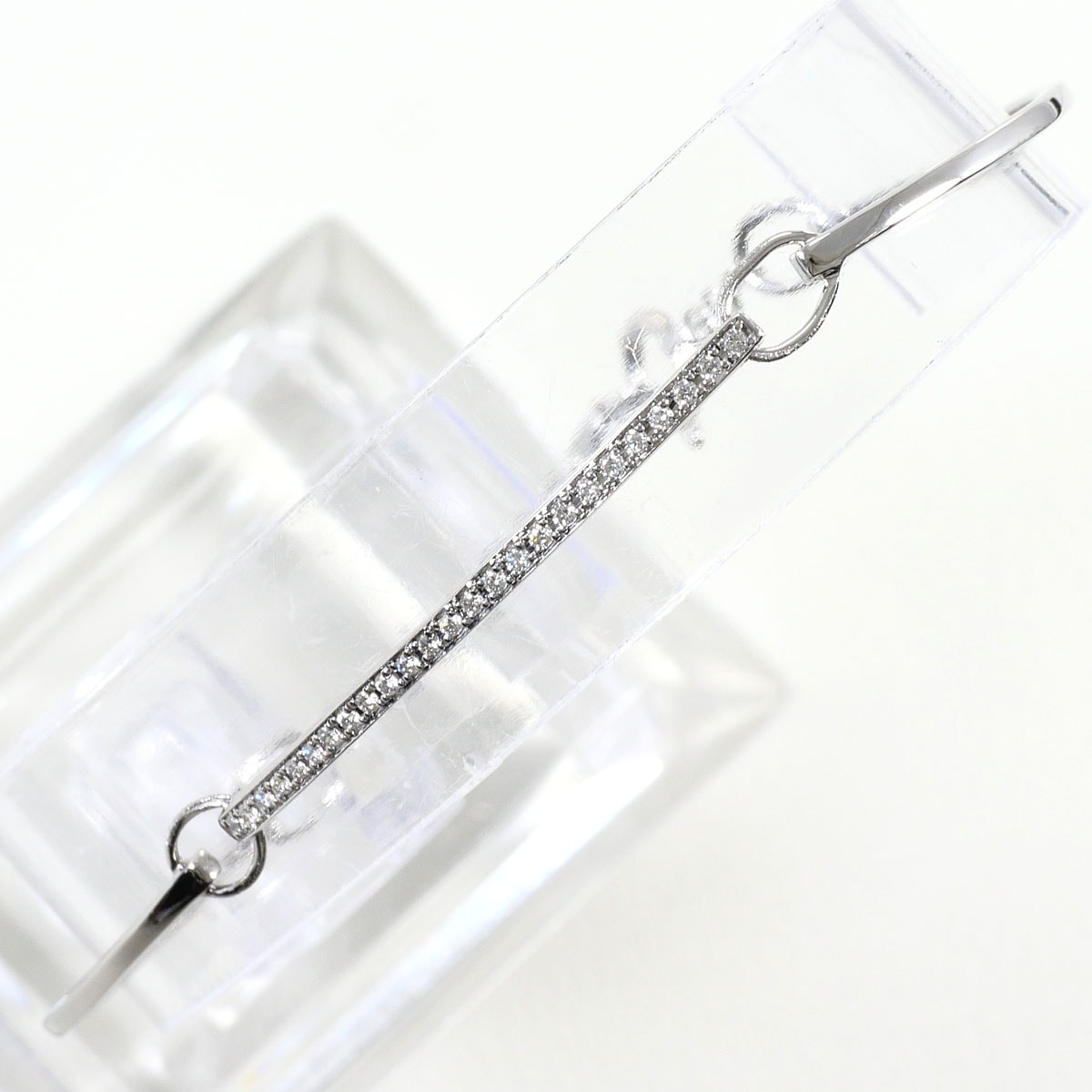 K18 18金 WG ホワイトゴールド ブレスレット ダイヤモンド 0.15ct カード鑑別書 総重量約4.0g 約18.5cm ジュエリー 中古