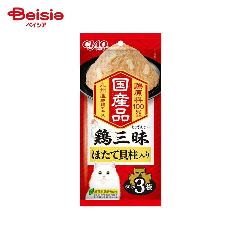 いなばペットフード CIAO 鶏三昧 ほたて貝柱入り （60g×3袋）×16個 ペット
