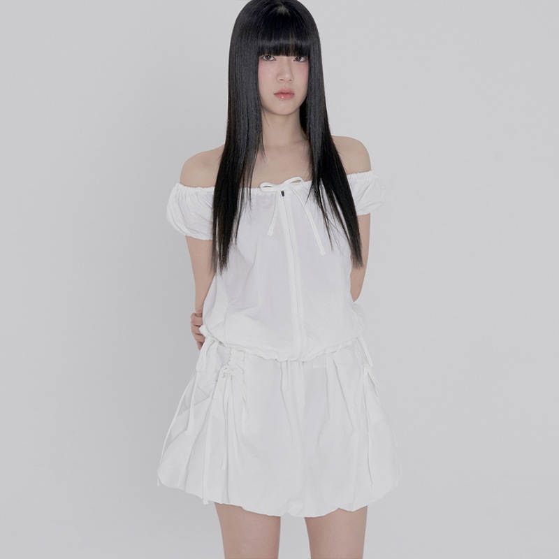 VOLUME NYLON SKIRT - WHITE