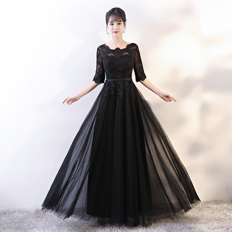 カラードレス 演奏会 黒 ロングドレス 安い 長袖 カクテルドレス 結婚式 イブニングドレス 花嫁 二次会 フォーマ パーティードレス 大きい サイズ