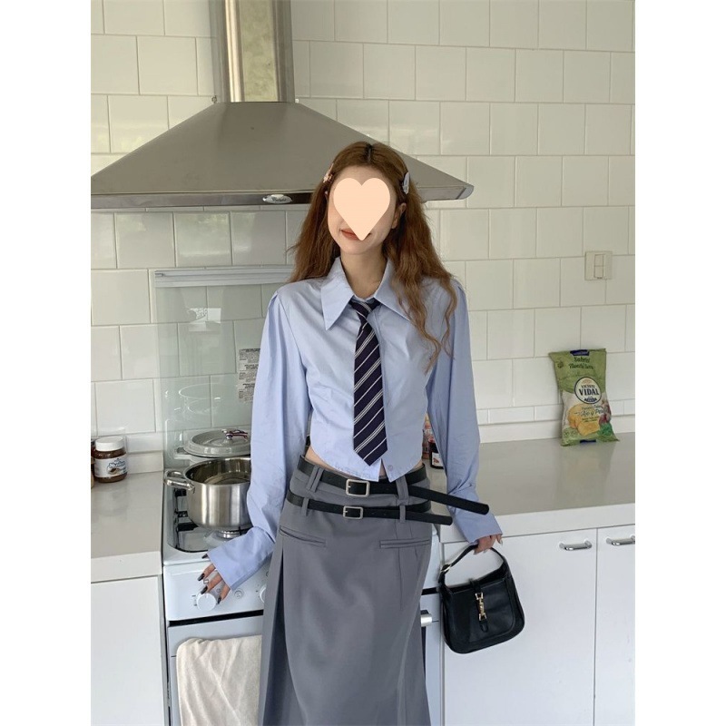 【1つ買うと10つ無料】秋の女性のためのカレッジスタイルの長袖シャツスタイルルーズシャツ汎用スリムトレンディ