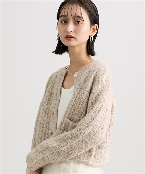 カーディガン プードルニットショート丈カーディガン
