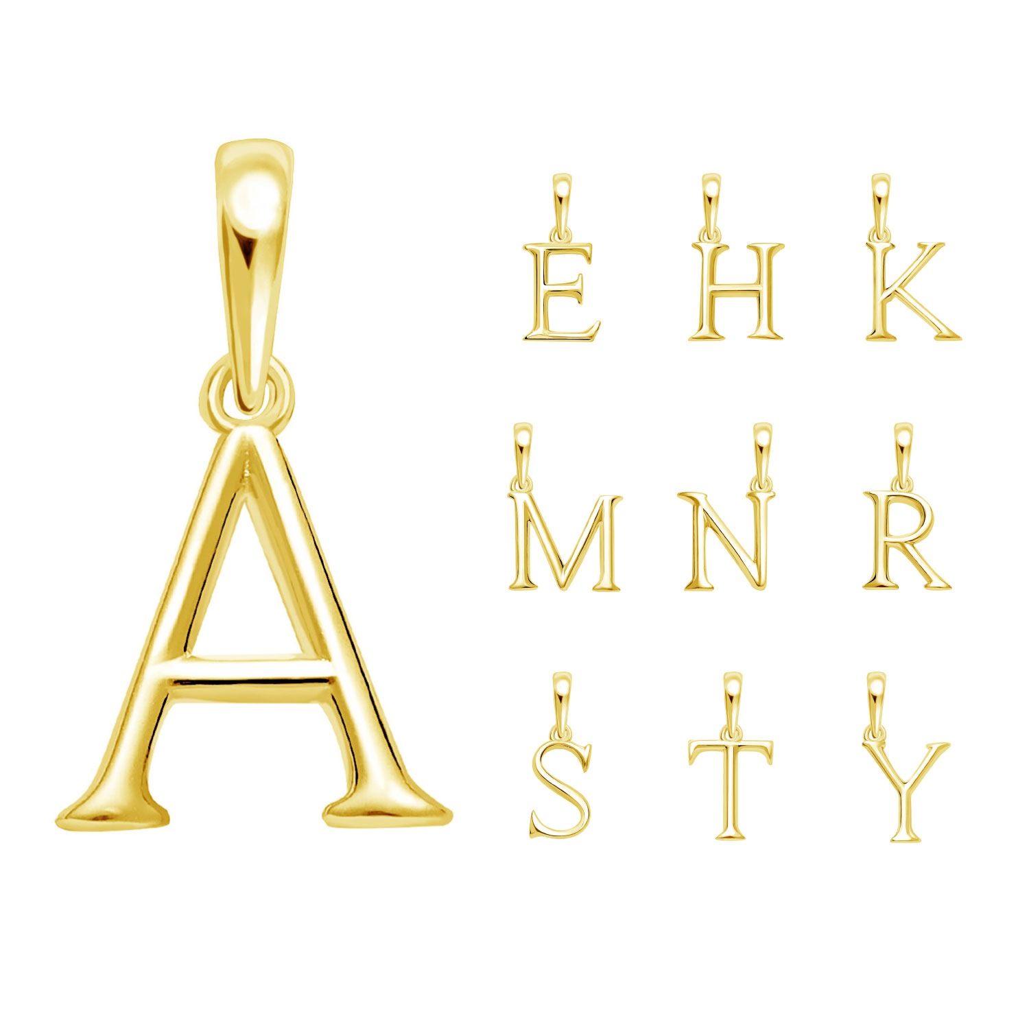 ペンダントトップ 英字 イニシャル レディース メンズ 18金 K18 イエローゴールド ネックレス チャーム A E H K M N R S T Y