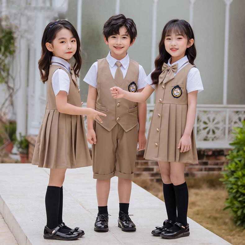 子供服 幼稚園制服 シャツ+ベスト+パンツ+ネクタイ 合唱団 発表会 小学生 入学式 学園祭 ワンピース 100cm-180cm 女の子 卒業式 セットアップ服 可愛い 運動会 上下セット 男の子 夏
