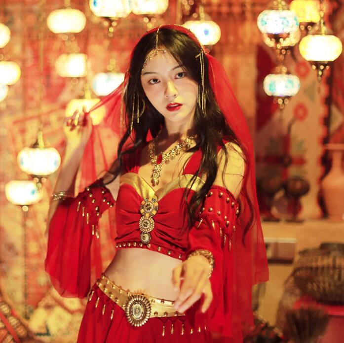 クレオパトラ コスプレ衣装 ベリーダンス 衣装 レディース ハロウィン コスチューム エスニック ステージ衣装 女性 ハロウィン エジプト 女王 仮装 ベリー 演出服 4点セット パンツセット ホワ