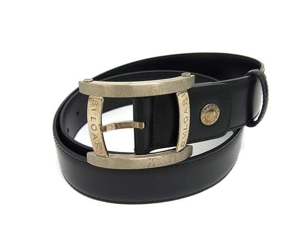 美品 BVLGARI ブルガリ ベルト アショーマ 29716 ブラック レザー メンズ【本物保証】