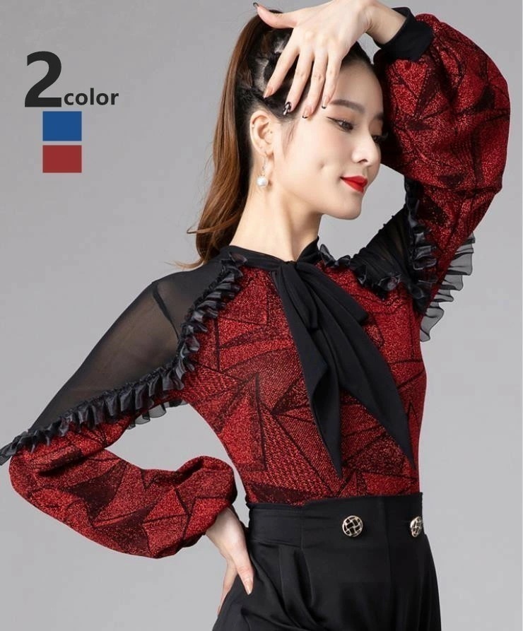 【2枚購入で100円OFF】ダンス衣装/トップス/スパンコール/モダン/ ワルツ/ ラテン/レディース//演出/社交ダンス/ダンス服 /ストレッチ/お洒落/ 競技 練習 ロンパース/ウェア