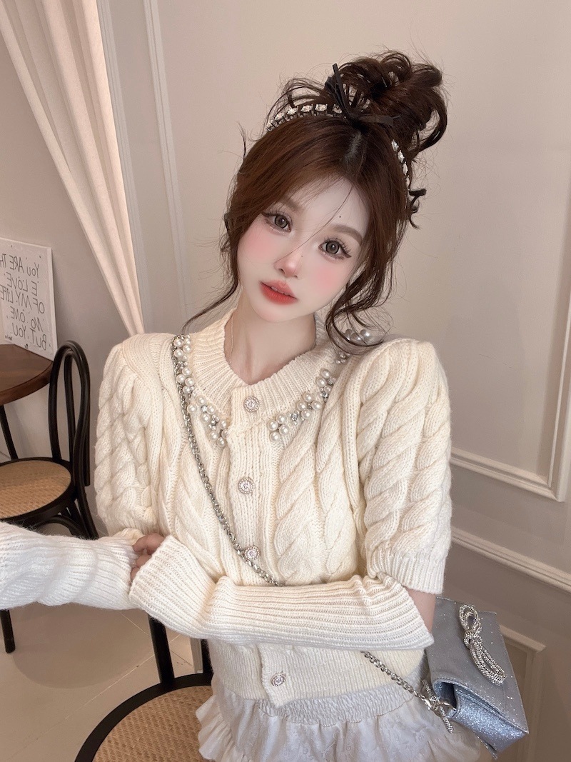 トップス ニットソー ミディアム丈 ミドル丈 袖あり 長袖 Vネック 襟なし スマート ケーブルニット 伸縮性 ニット かわいい 大人可愛い きれいめ シンプル トップス ニットソー ミディアム丈 ミドル丈 袖あり 長袖 V