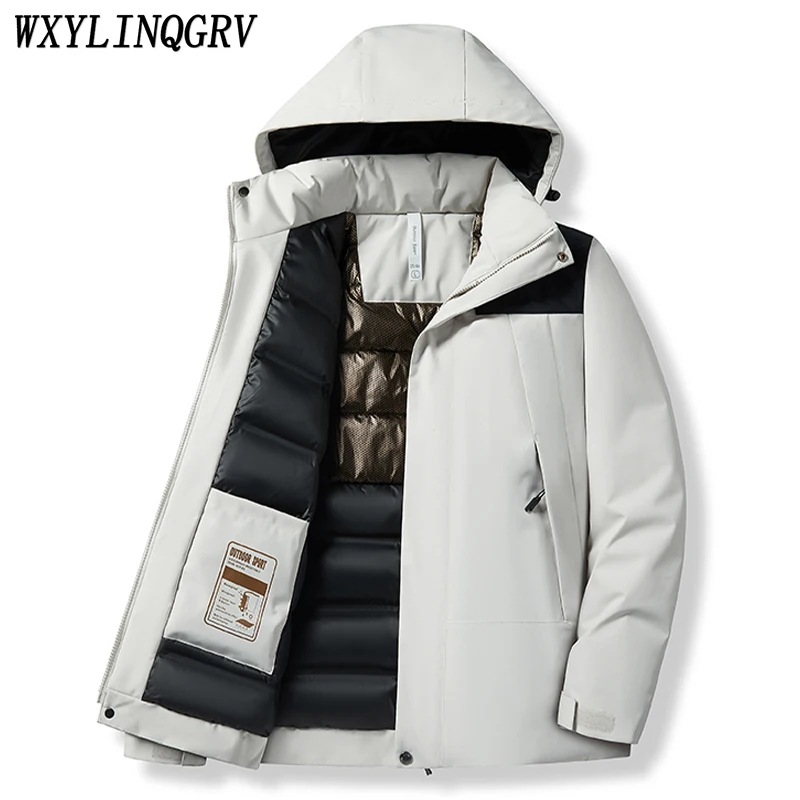 防風性と防水性のメンズフード付きジャケット,厚手のコート,取り外し可能な帽子,暖かい,ファッショナブル,秋,冬,新しい,2023
