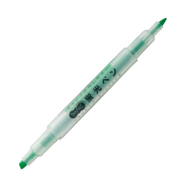 (まとめ) TANOSEEキャップが外しやすい蛍光ペン ツイン 緑 1本 (×100セット)