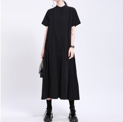 Aラインシャツワンピース ワンピース デート ロングスカート l 袖あり 半袖 フレア Aライン かわいい 大人可愛い きれいめ シンプル おしゃれ 無地 春 夏 10代 20代 30代 40代