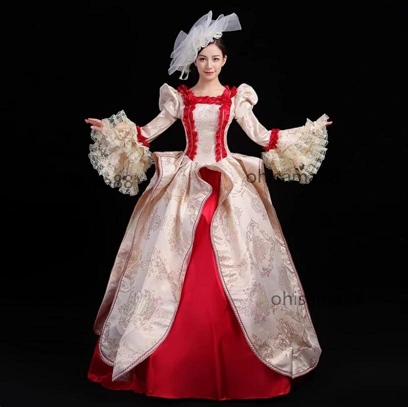 レア商品宮廷ドレス 中世貴族風 貴族ドレス ロングドレス パーティードレス お嬢様 ワンピース 貴婦人ドレス 舞踏会 文化祭 学園祭 ヨーロッパ風 演出服 高級感 プリンセスドレス 可愛い フレア袖