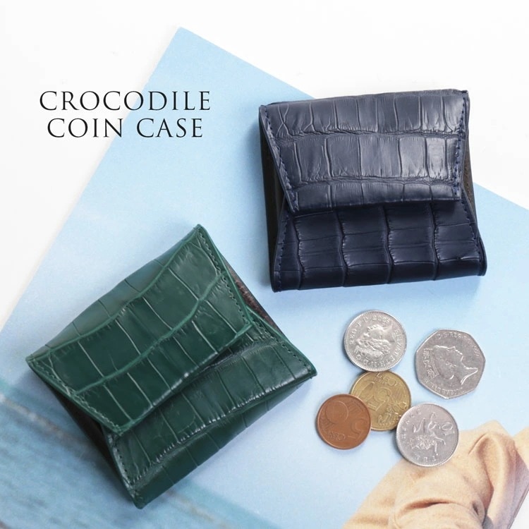 クロコダイルレザーボックス型小銭入れマット加工 本革ネコポス対応 8,250円