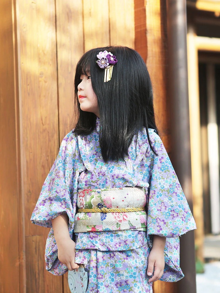 90-150cm子供浴衣花火大会きもの成人式かわいいフォーマルガール　文化祭和柄花柄　赤ちゃん　お誕生プレゼント
