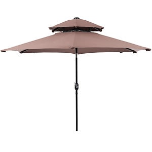 【国内出荷は送.料.無.料】【ブラウン・シンプルデザイン・直径270cm 】パラソル単体 30+UPF紫外線対策 角度調整 パラソルセット ベース パラソル ガーデンパラソル2213