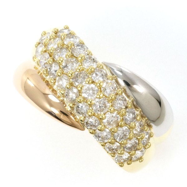 PT900 プラチナ K18YG リング 12号 ダイヤ 1.07 カード鑑別書 ジュエリー 中古