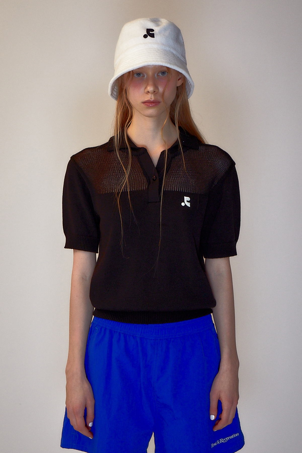 【REST & RECREATION】 RR LOGO POLO CROP KNIT : 2COLOR