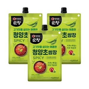 韓国 チョジャン 辛口 青唐辛子入り サムジャン 190g x 3つ 焼肉 味噌 タレ 野菜巻き 人気 韓国調味料 おうち焼肉 おかず