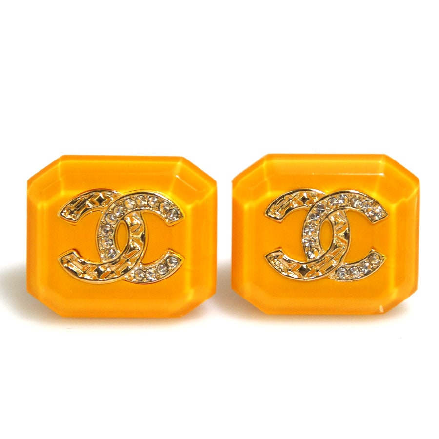 シャネル CHANEL ピアス ココマーク レジン/メタル イエロー/ゴールド レディース e61614a