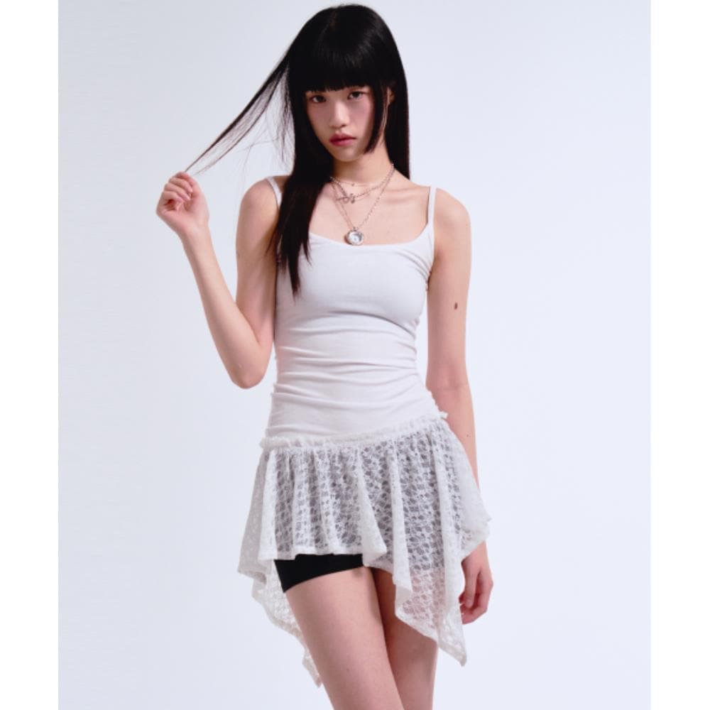 PRENDA SLEEVE LESS LAYERED LACE DRESS WHITE PRTVSUOP02WC 6,574円