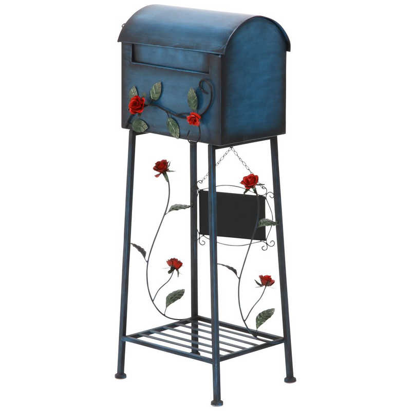 不二貿易　メールボックス ローズ横型 ブルー　96760