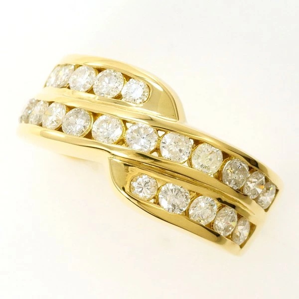 K18 18金 YG リング 12号 ダイヤ 1.02 カード鑑別書 中古