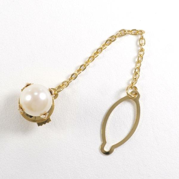 K18 18金 YG イエローゴールド 合金 ピンブローチ パール 中古