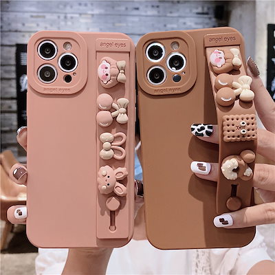Qoo10 茶色のさくらんぼの女の子はiphone1 スマホケース 保護フィルム