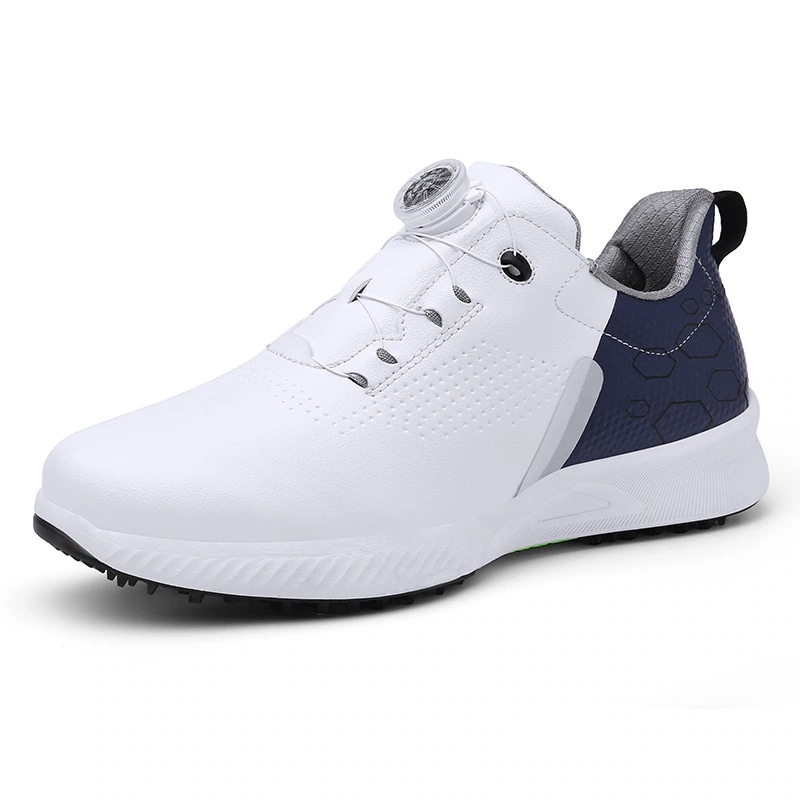 ゴルフシューズ男女兼用防水耐折り畳みレザーアッパー回転ボタンインソール滑り止め耐摩耗ソールゴルフトレーニングシューズ